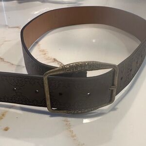 Brown faux Leather Belt with Gold Buckle